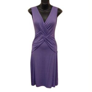 Bedo Femme Blue Violet Sleeveless Twist Front Body Con Stretch Dress NEW- Sz. Sm